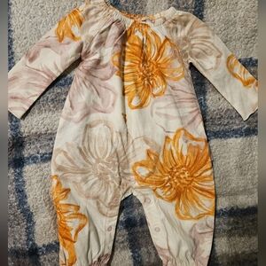 Burt's Bees Baby Girl Romper with Earthy Tones
